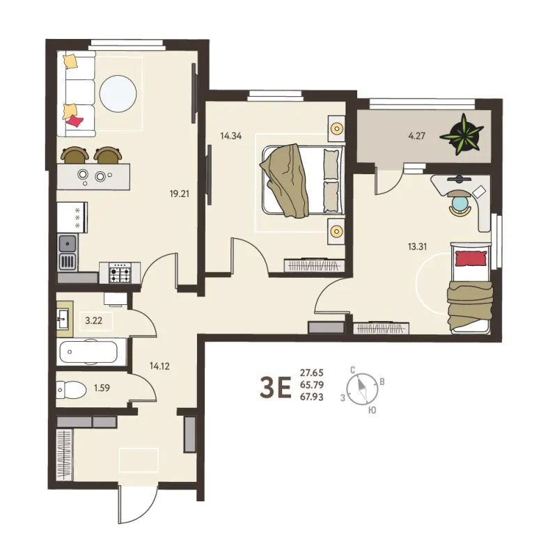 2-комн. 67.9 м²