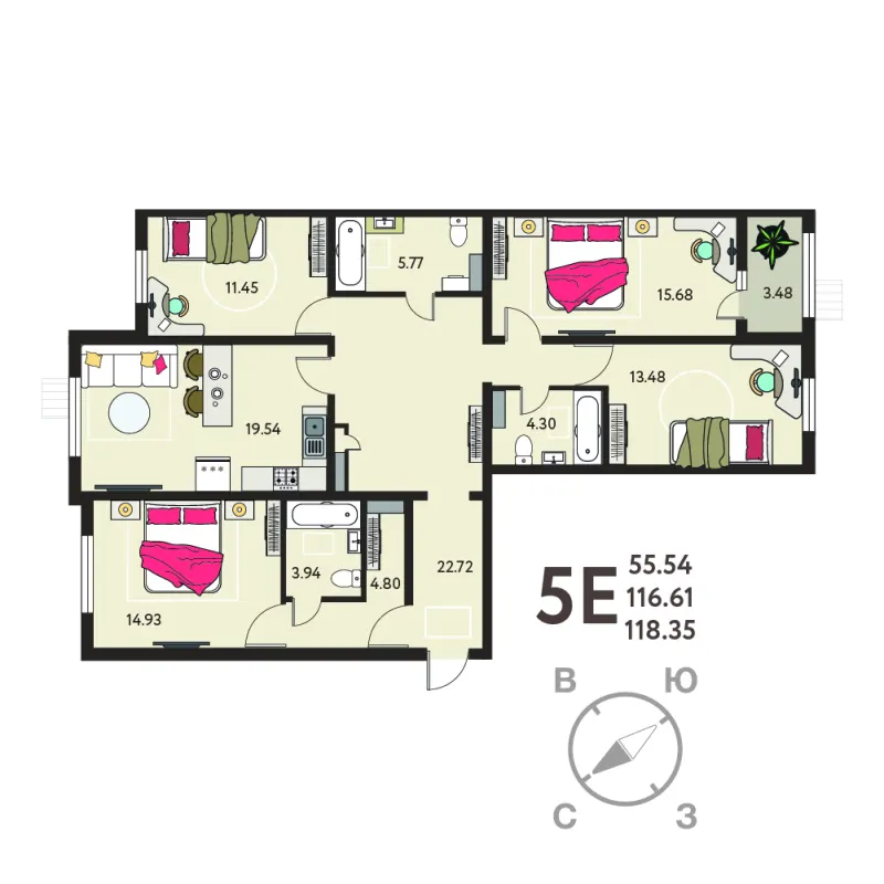 4-комн. 118.4 м²