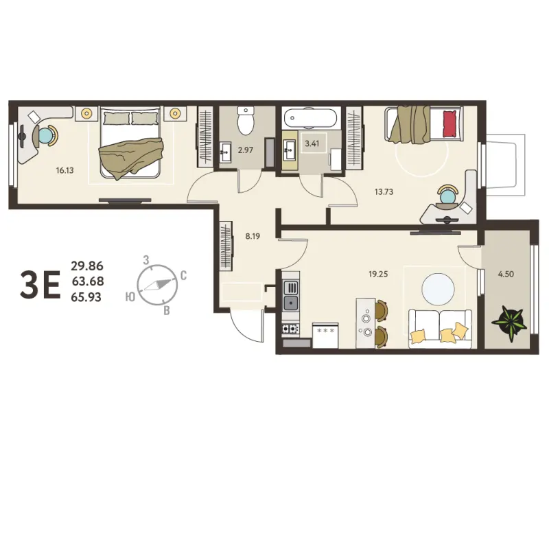 2-комн. 65.9 м²