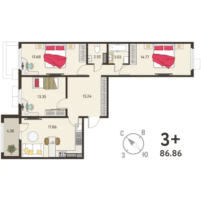 84,7 м² — планировка