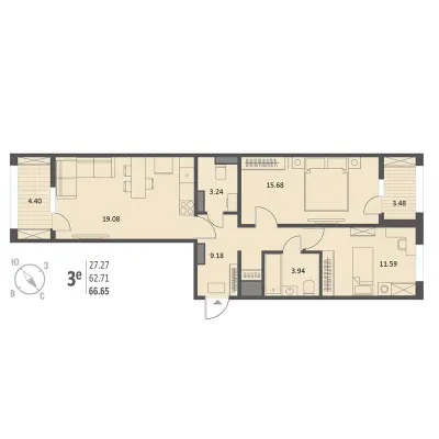 66,7 м² — планировка