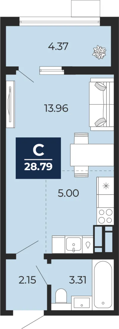 28,8 м² — планировка