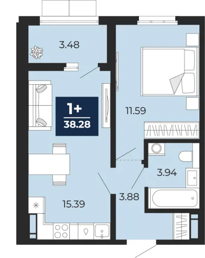 38,3 м² — планировка