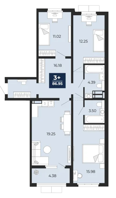 87 м² — планировка