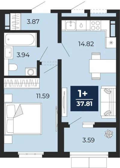 37,8 м² — планировка