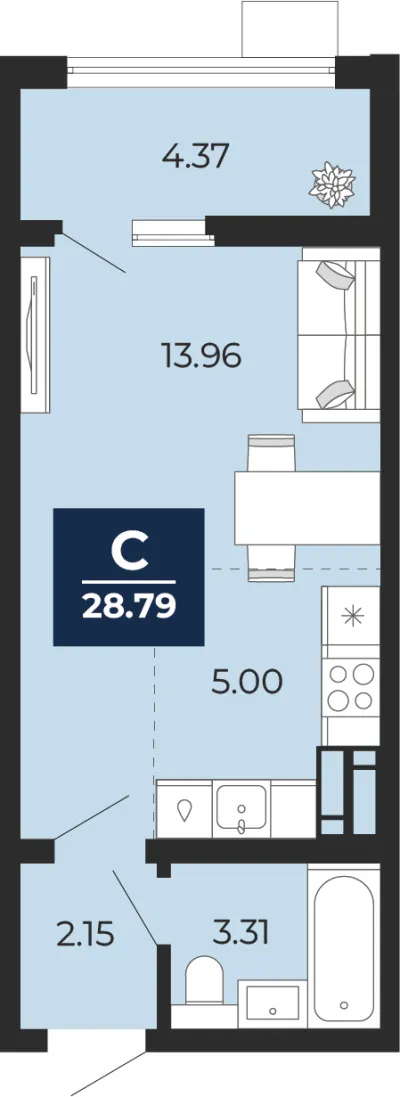 28,8 м² — планировка