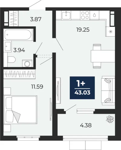 43 м² — планировка