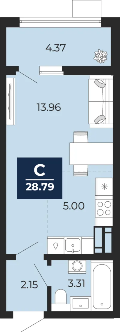 28,8 м² — планировка