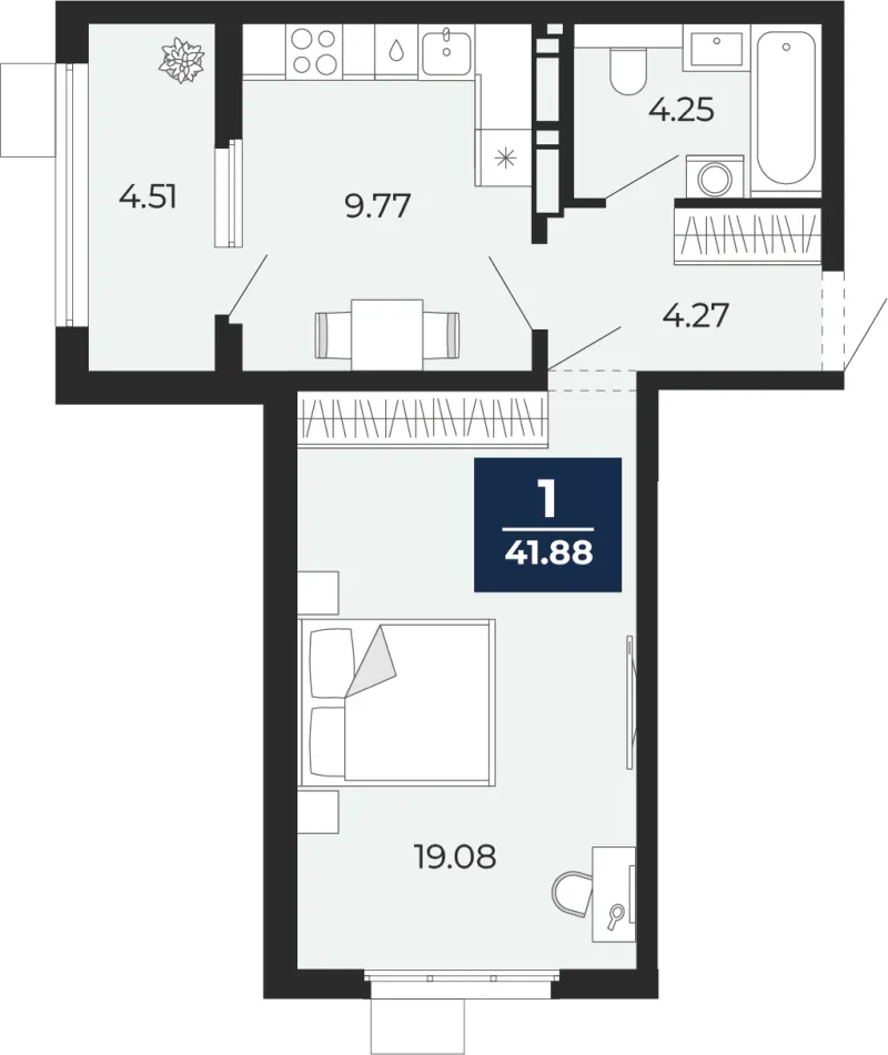 1-комн. 41.9 м²