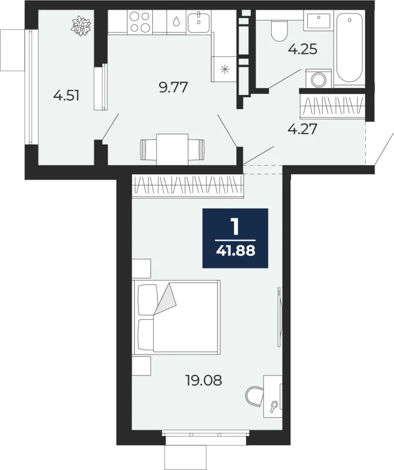 1-комн. 41.9 м²