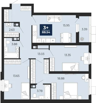88,5 м² — планировка
