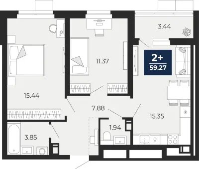 59,3 м² — планировка