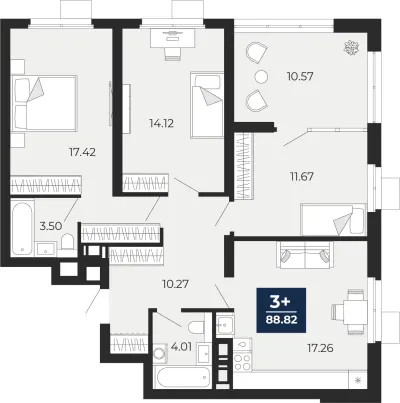 88,8 м² — планировка