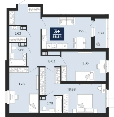 88,5 м² — планировка