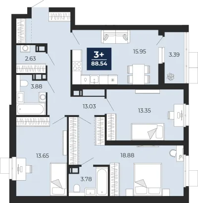 88,5 м² — планировка