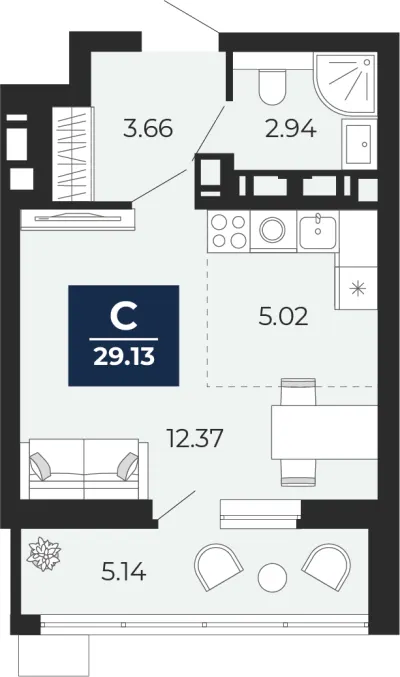 29,1 м² — планировка