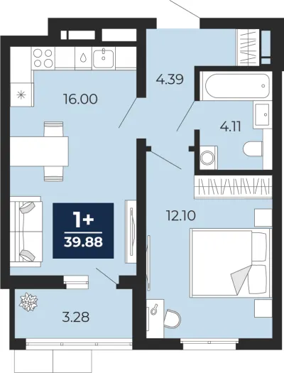 39,9 м² — планировка