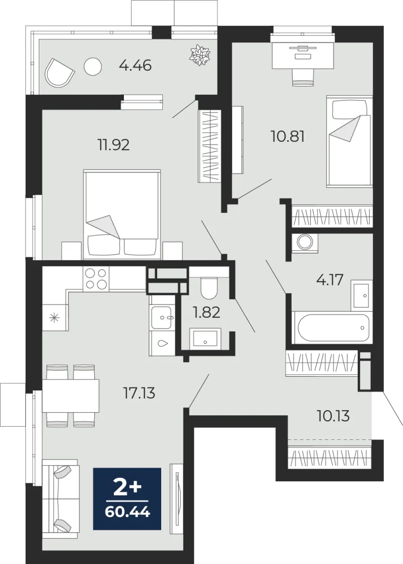 2-комн. 60.4 м²