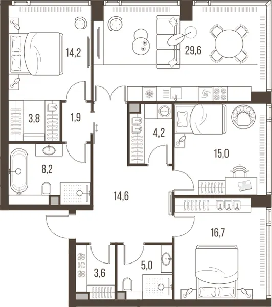 4-комн. 116.8 м²