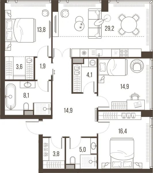 4-комн. 115.7 м²