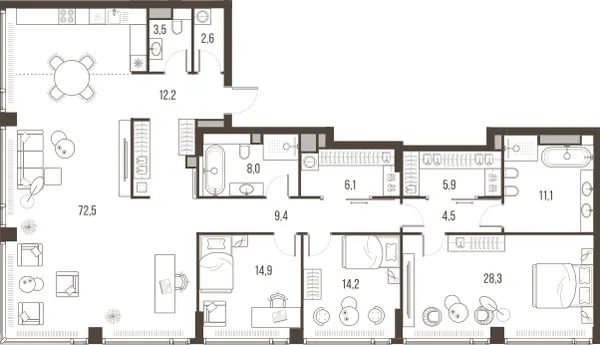 4-комн. 193.2 м²