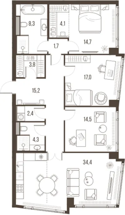 120,4 м² — планировка
