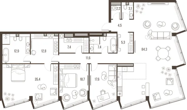 4-комн. 223.2 м²