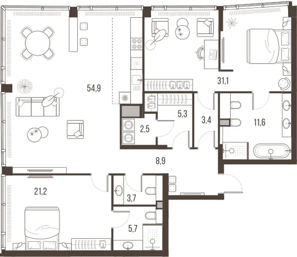 3-комн. 148.3 м²