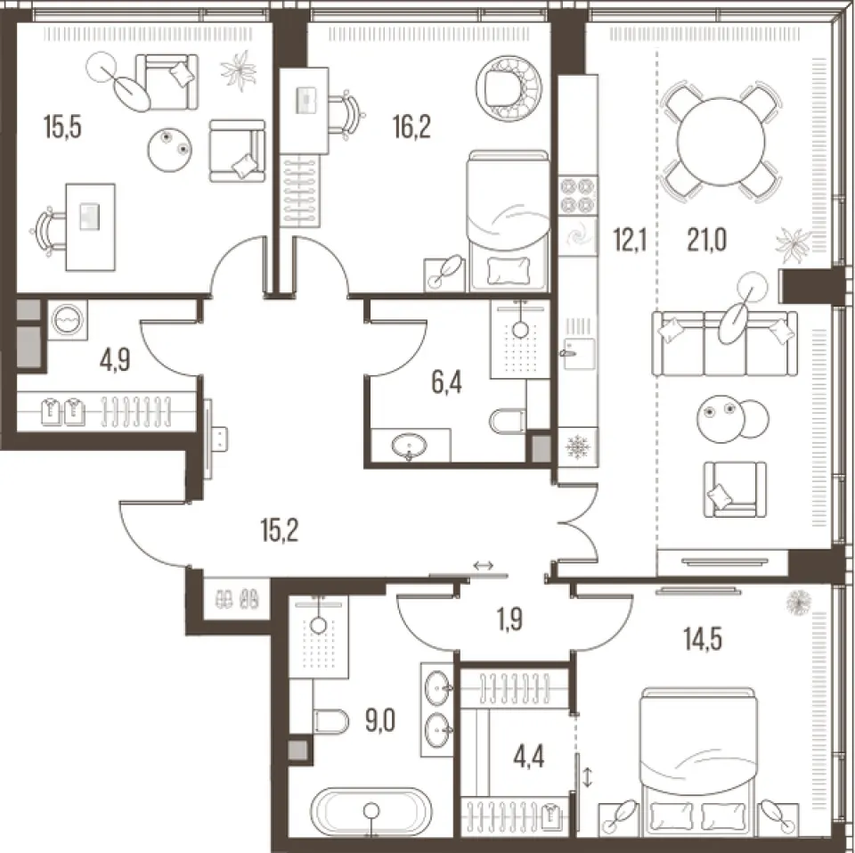 4-комн. 121,1 м²
