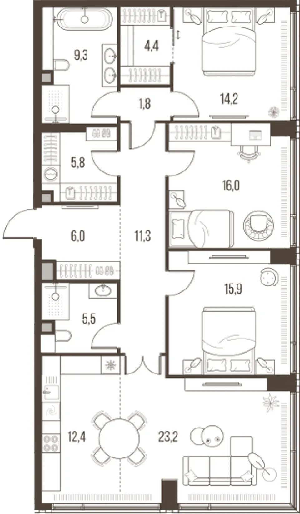 4-комн. 125,8 м²
