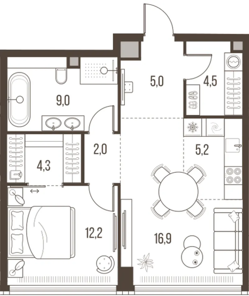 2-комн. 59.1 м²
