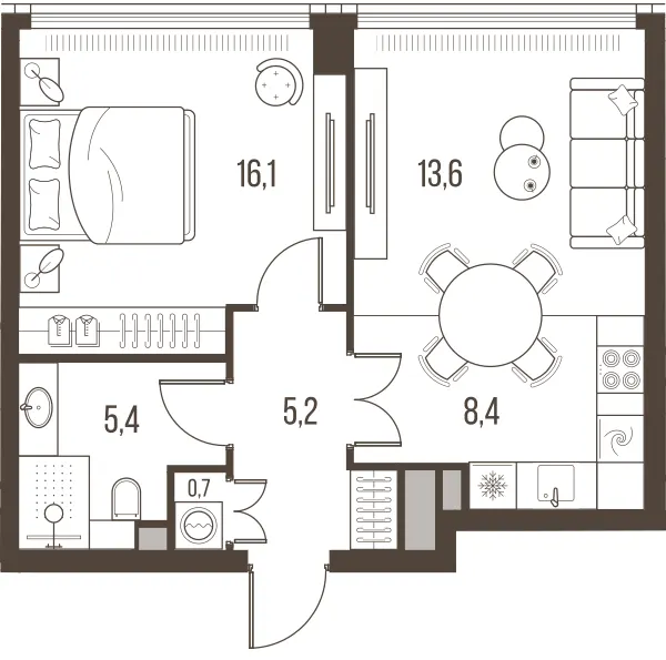 2-комн. 49.4 м²