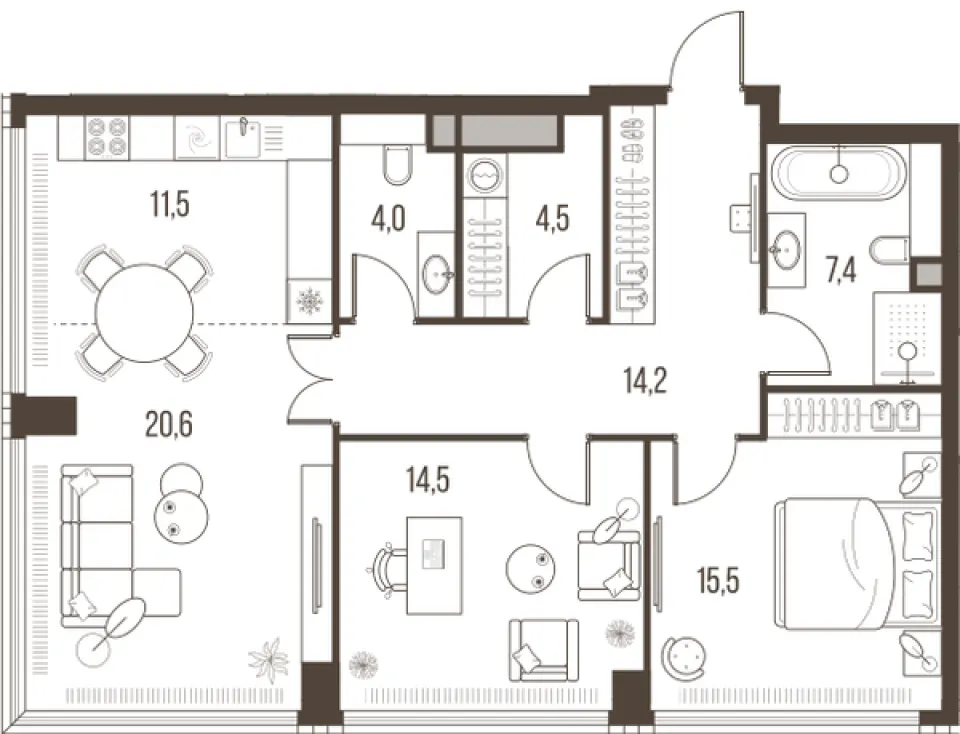 3-комн. 92,2 м²