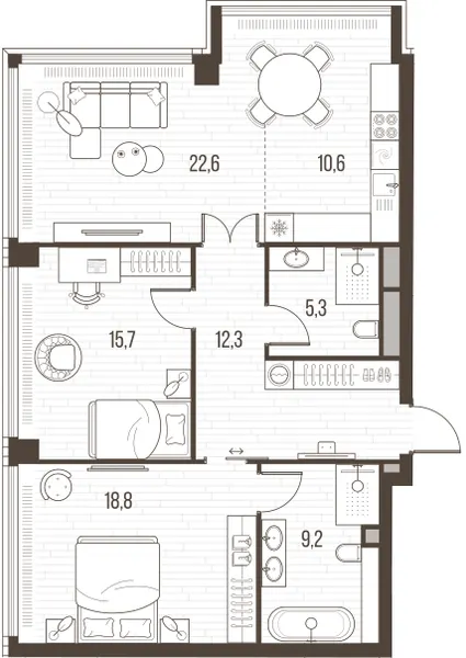3-комн. 94.5 м²