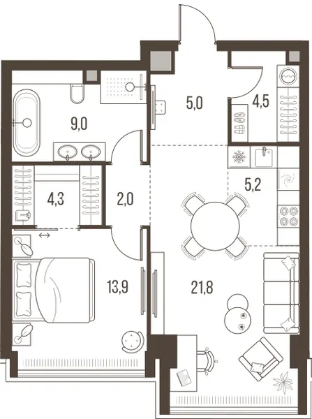 2-комн. 65.7 м²