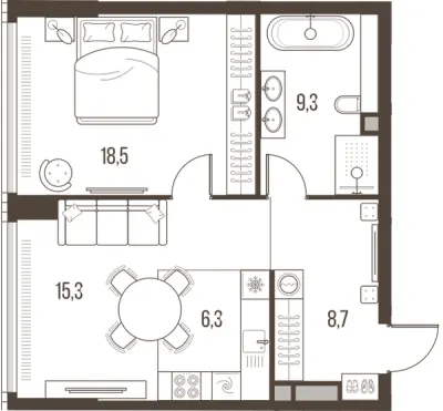 58,1 м² — планировка