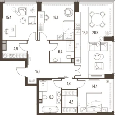 120,3 м² — планировка