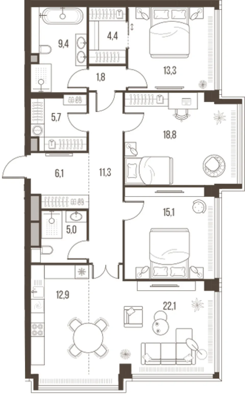 4-комн. 125,9 м²