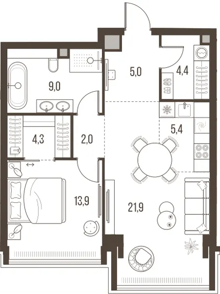 2-комн. 65.9 м²
