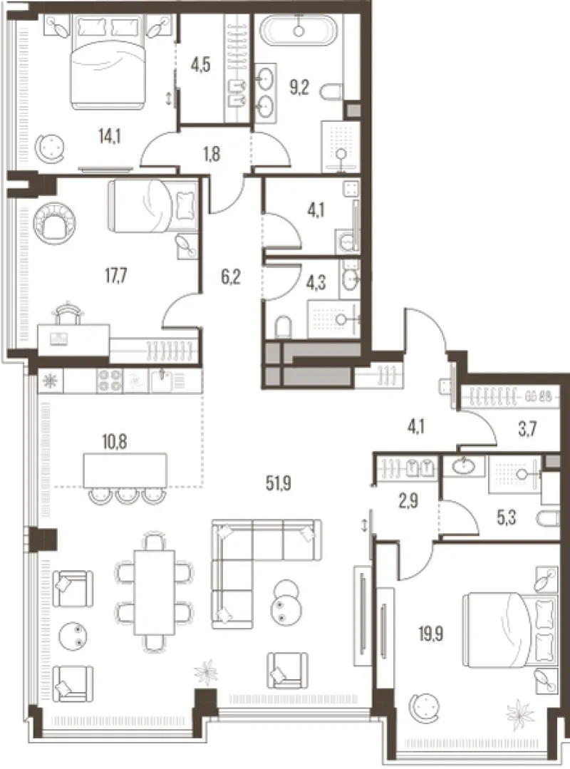 4-комн. 160.5 м²