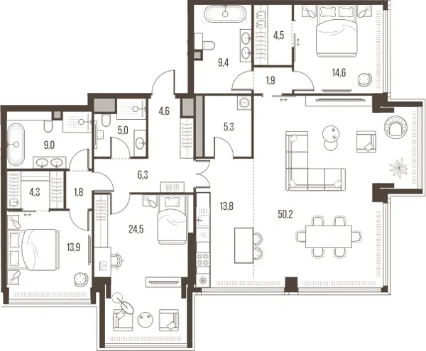 4-комн. 169.1 м²
