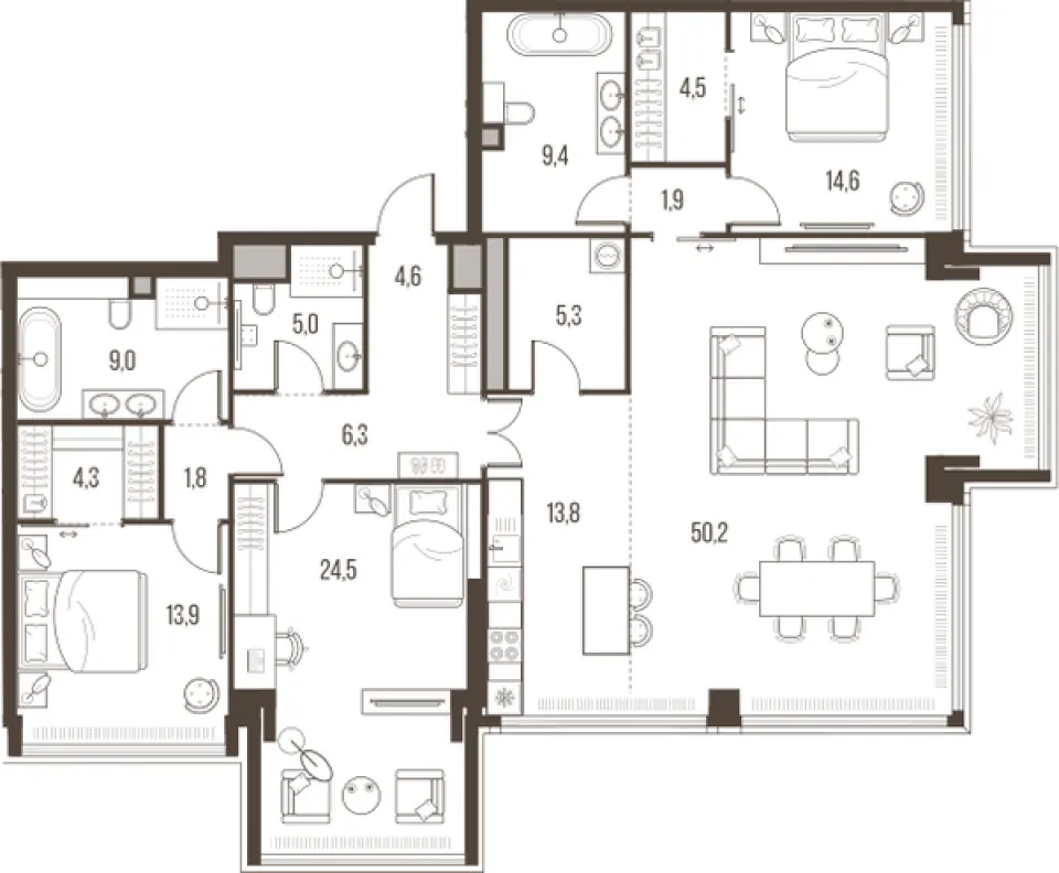 4-комн. 169,1 м²