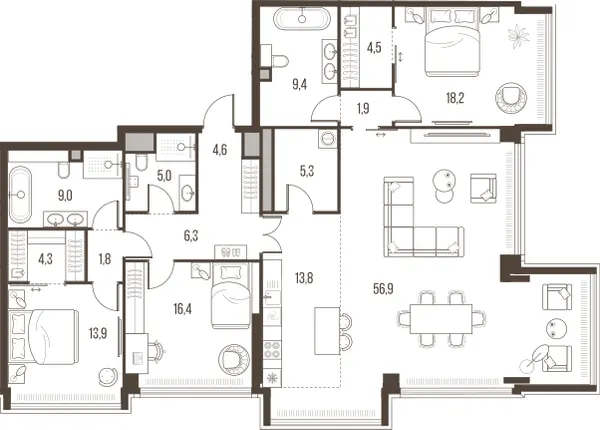 4-комн. 171.3 м²