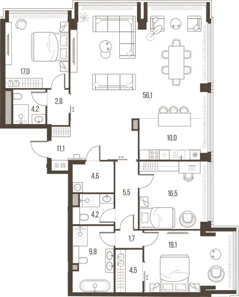 4-комн. 167.1 м²