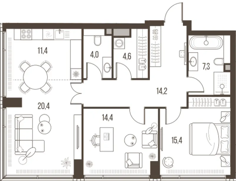 3-комн. 91.7 м²