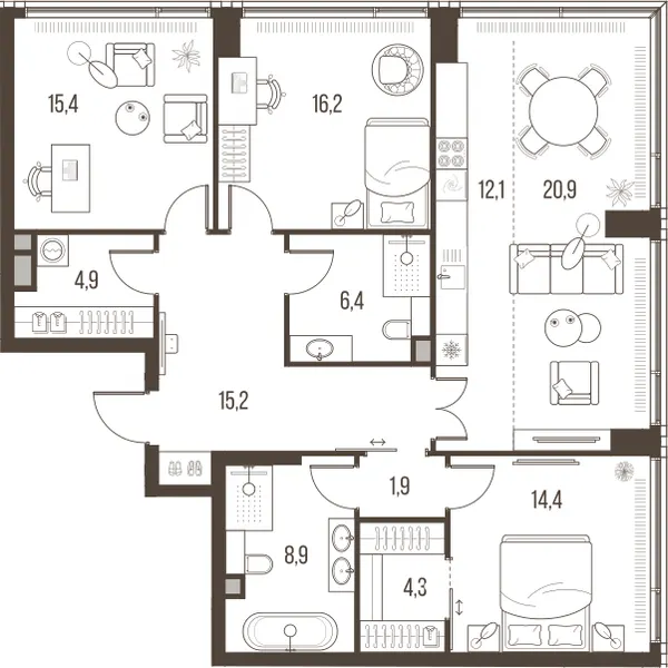 4-комн. 120.6 м²