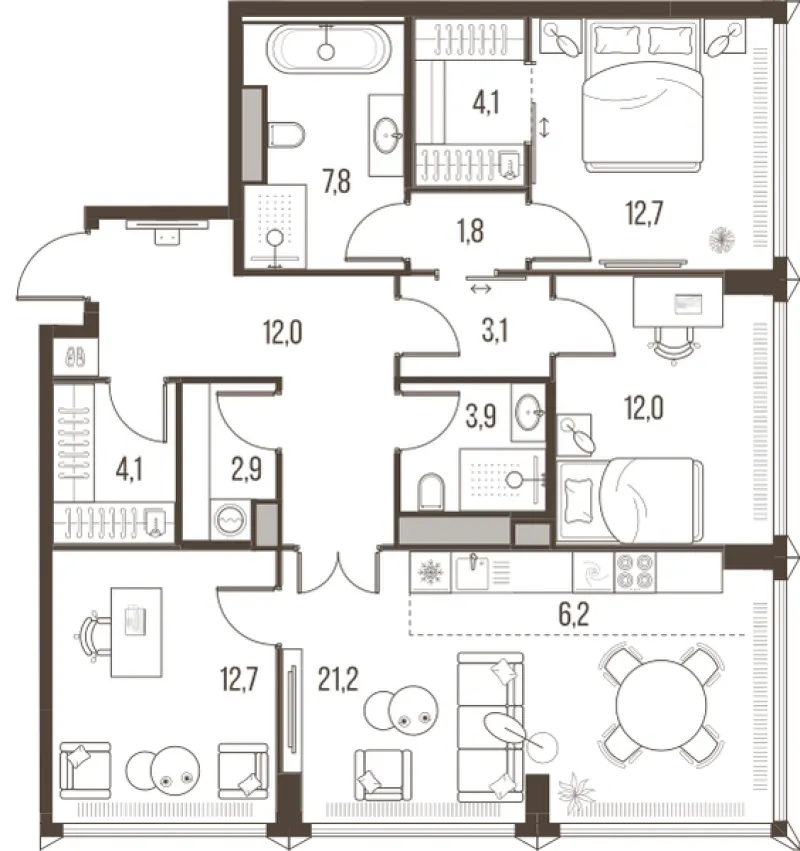 4-комн. 104.5 м²