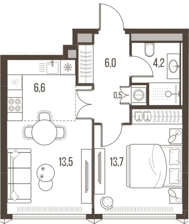 2-комн. 44.5 м²