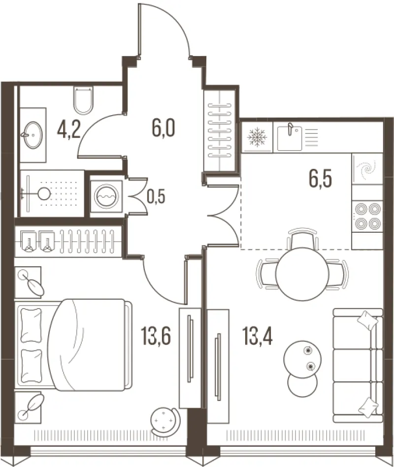 2-комн. 44.2 м²