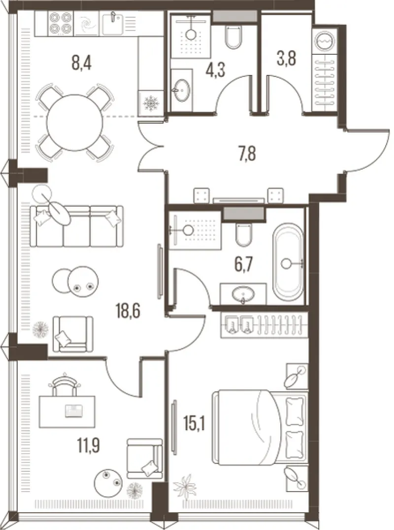 3-комн. 76.6 м²